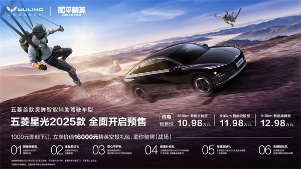 10.98萬(wàn)元起！五菱星光2025款開(kāi)啟預(yù)售，攜手《和平精英》打造年輕人的智能實(shí)戰(zhàn)利器！