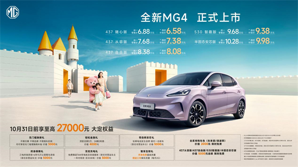 400公里性價比之王全新MG4售價6.58萬元起 將重構純電兩廂市場格局